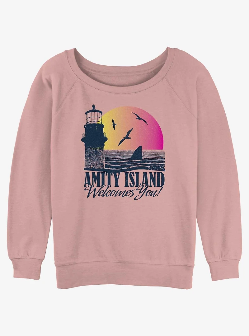 Jaws Amity Island Welcomes You Womens Slouchy Sweatshirt