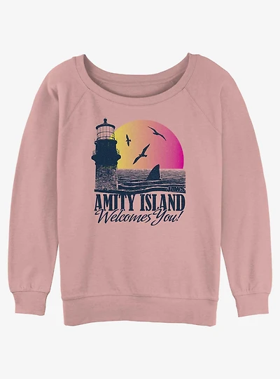 Jaws Amity Island Welcomes You Womens Slouchy Sweatshirt