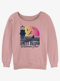 Jaws Amity Island Welcomes You Womens Slouchy Sweatshirt