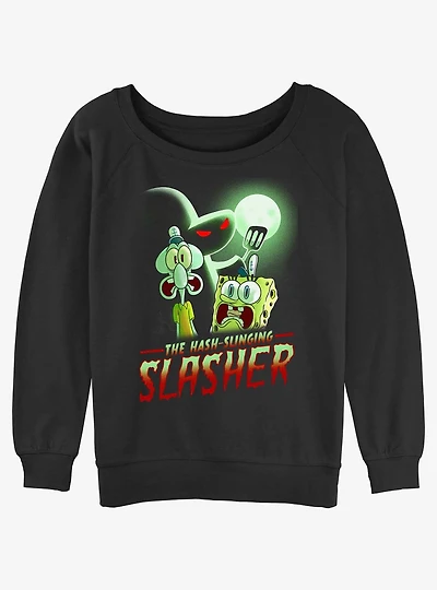 Spongebob Squarepants Hash Slinging Slasher Womens Slouchy Sweatshirt