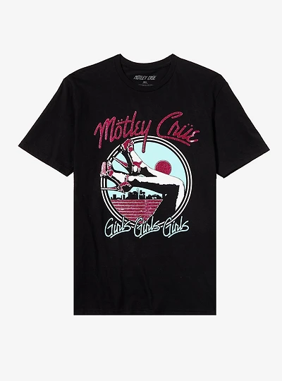 Motley Crue Girls Girls Girls Glitter Logo Boyfriend Fit Girls T-Shirt