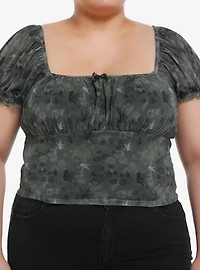 Thorn & Fable Olive Green Fairy Mesh Girls Crop Top Plus Size