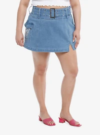 Sweet Society® Butterfly Rhinestone Denim Mini Skirt Plus Size