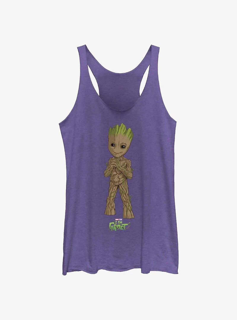 Marvel Guardians Of The Galaxy Cute Groot Girls Raw Edge Tank