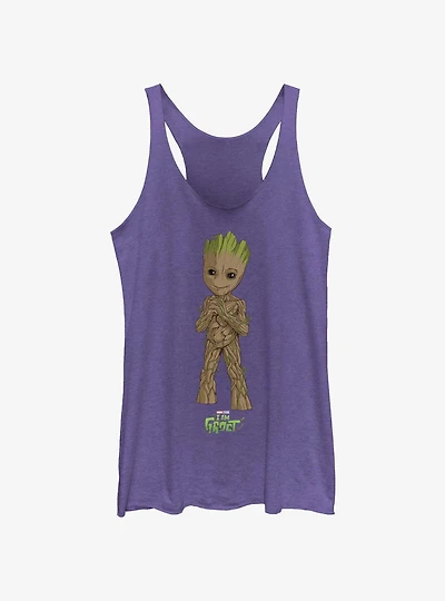 Marvel Guardians Of The Galaxy Cute Groot Girls Raw Edge Tank