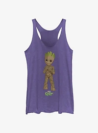 Marvel Guardians Of The Galaxy Cute Groot Girls Raw Edge Tank