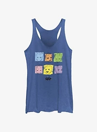 Marvel Guardians Of The Galaxy I Am Groot Colors Faces Girls Raw Edge Tank
