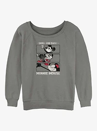 Disney 100 Minnie Mouse Sassy And Sweet Womens Slouchy Sweatshirt