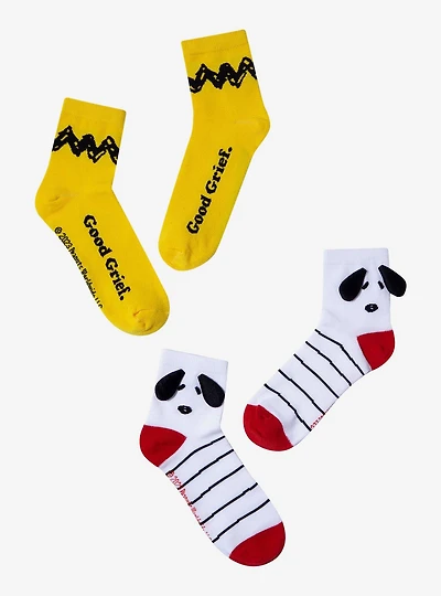 Peanuts Snoopy Charlie Brown Crew Socks 2 Pair