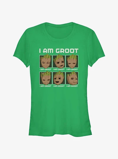 Marvel Guardians Of The Galaxy I Am Groot Faces Girls T-Shirt