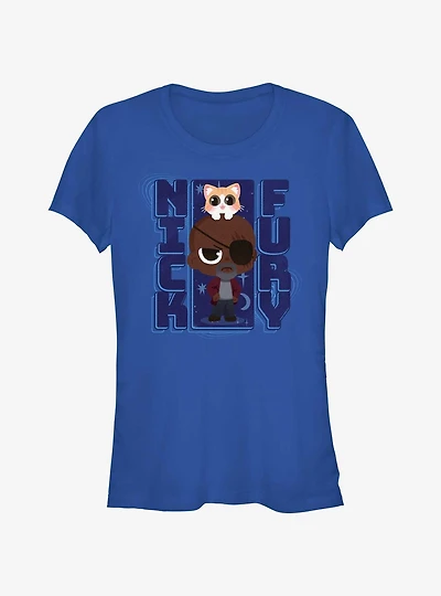 Marvel The Marvels Chibi Nick Fury Girls T-Shirt