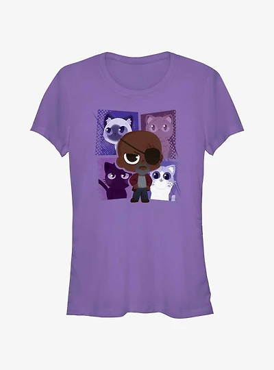 Marvel The Marvels Nick Fury and His Flerkens Girls T-Shirt