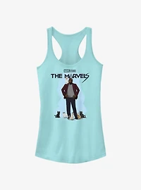 Marvel The Marvels Nick Fury Cat Attack Girls Tank