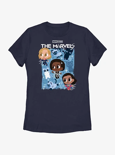 Marvel The Marvels Chibi Heroes Poster Womens T-Shirt