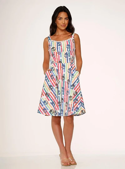 White Rainbow Skulls Dress