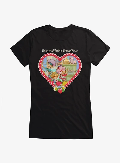 Strawberry Shortcake Bake The World A Better Place Heart Girls T-Shirt