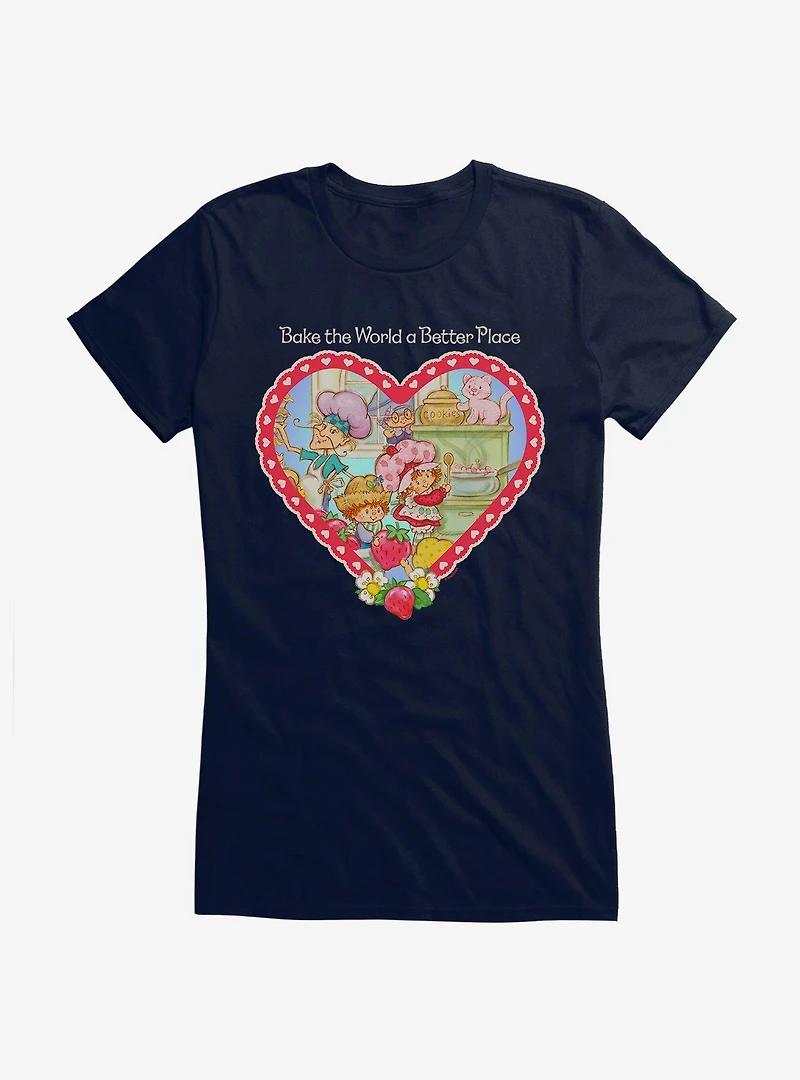 Strawberry Shortcake Bake The World A Better Place Heart Girls T-Shirt