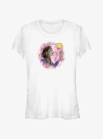 Disney Wish Asha and Star Watercolor Girls T-Shirt
