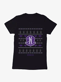 Wednesday Nevermore Christmas Sweater Pattern Womens T-Shirt