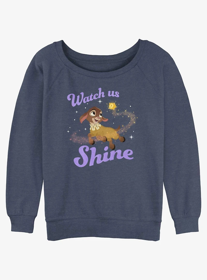 Disney Wish Watch Us Shine Womens Slouchy Sweatshirt