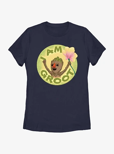 Marvel I Am Groot With Flower Womens T-Shirt