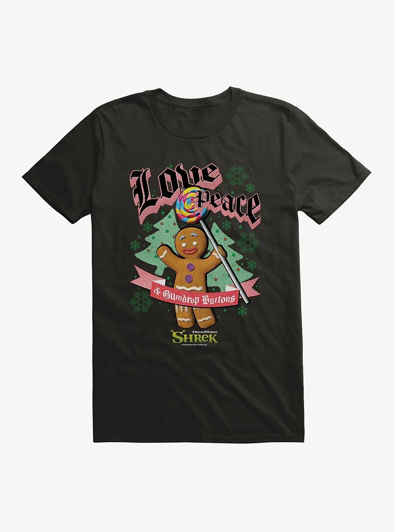 Shrek Love Peace & Gumdrop Buttons T-Shirt