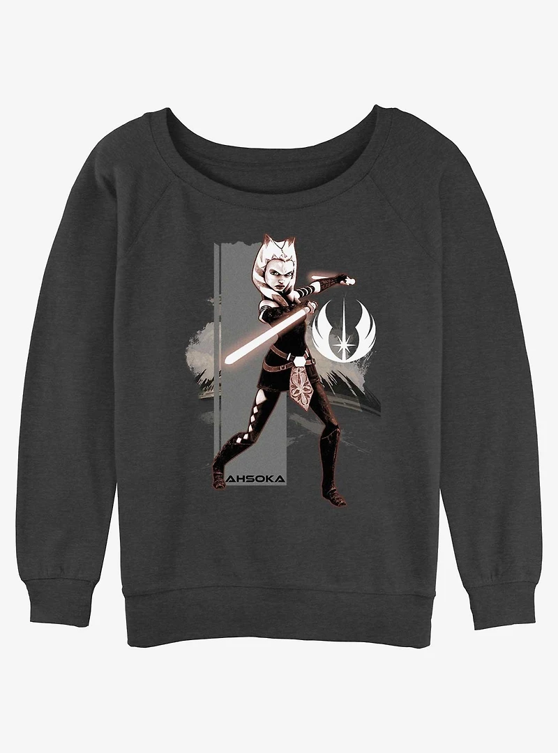 Star Wars Ahsoka Grey Jedi Womens Slouchy Sweatshirt