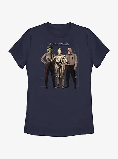 Star Wars Ahsoka Hera Syndulla C-3PO and Carson Teva Womens T-Shirt