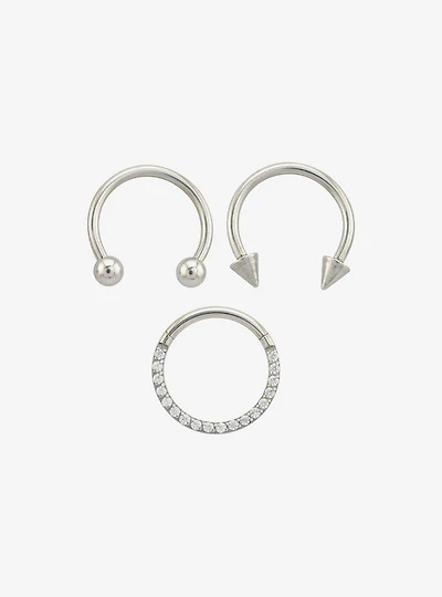 Steel Basic Circular Barbell & Hinged Clicker 3 Pack