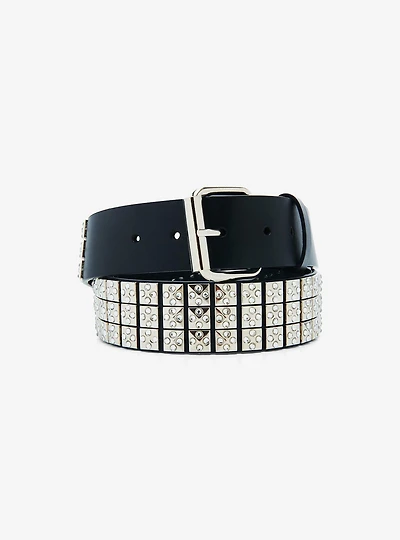 Silver Bling Pyramid Stud Belt