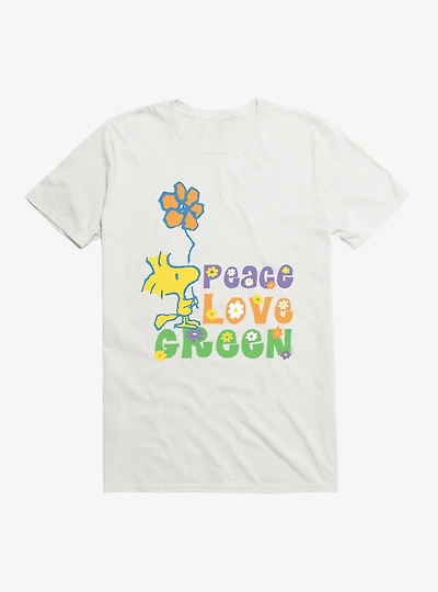 Peanuts Peace Love Green T-Shirt