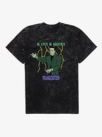 Universal Monsters Frankenstein He Lives He Breathes Mineral Wash T-Shirt