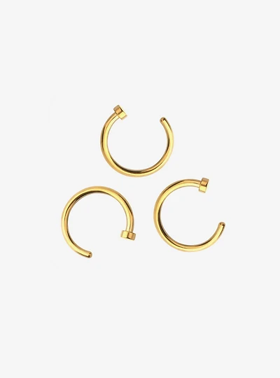Steel Gold Nose Hoop 3 Pack
