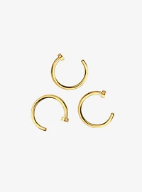 Steel Gold Nose Hoop 3 Pack