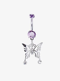 14G Steel Butterfly Gem Navel Barbell