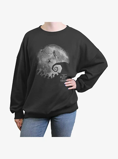 The Nightmare Before Christmas Jack Skellington Night Moon Girls Oversized Sweatshirt