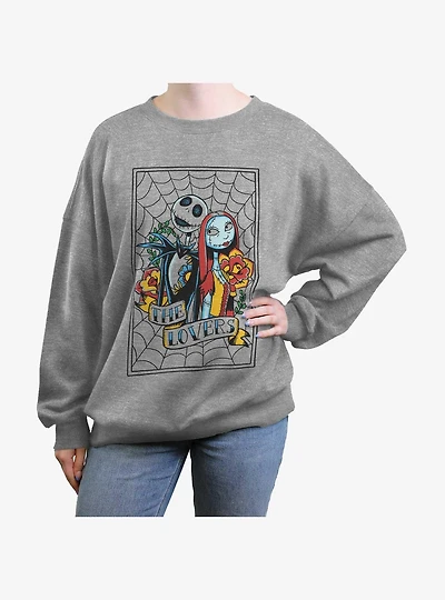Disney The Nightmare Before Christmas Jack and Sally The Lovers Girls Oversized Sweatshirt