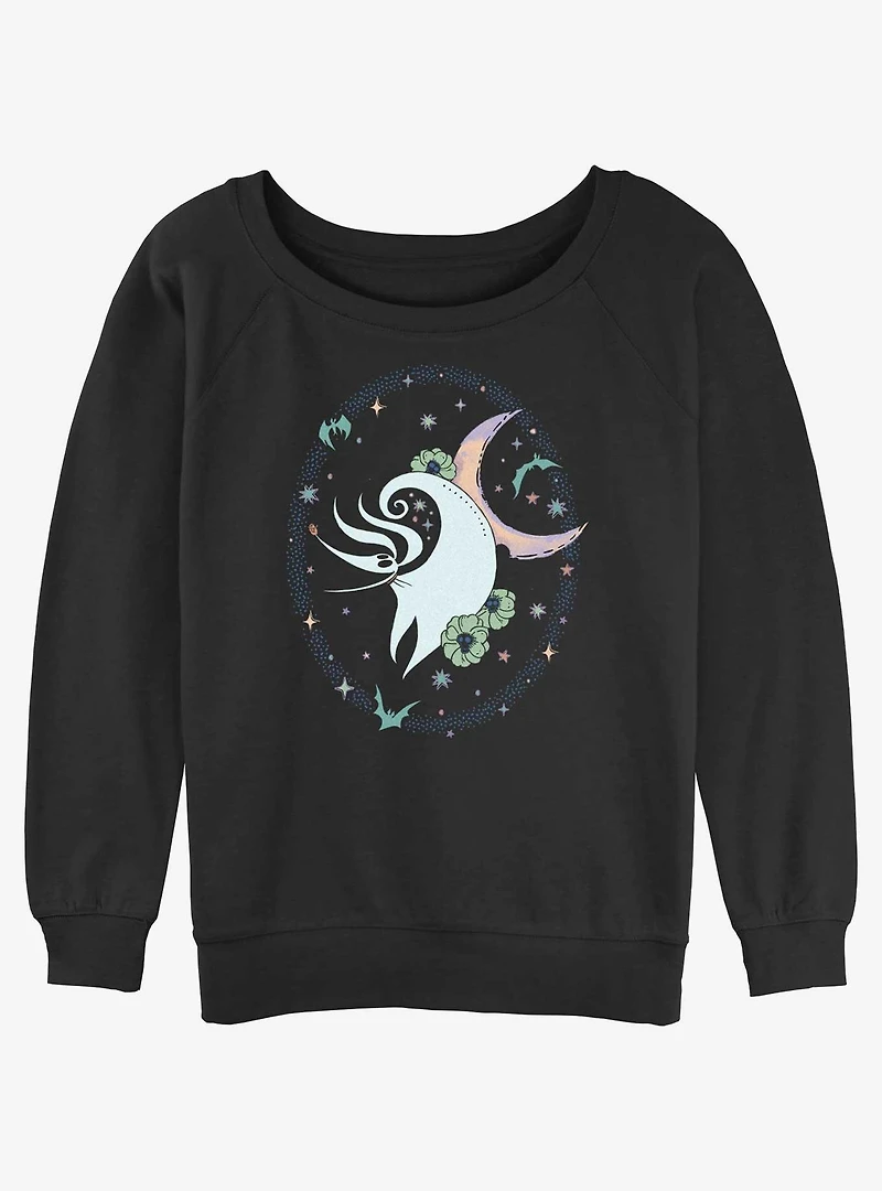 Disney The Nightmare Before Christmas Zero Moon Dance Womens Slouchy Sweatshirt