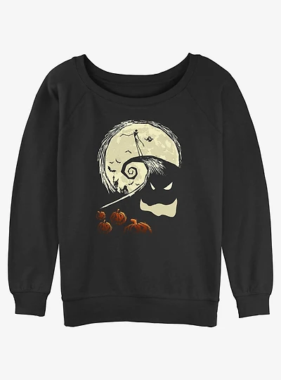 Disney The Nightmare Before Christmas Jack On Pumpkin Hill Womens Slouchy Sweatshirt