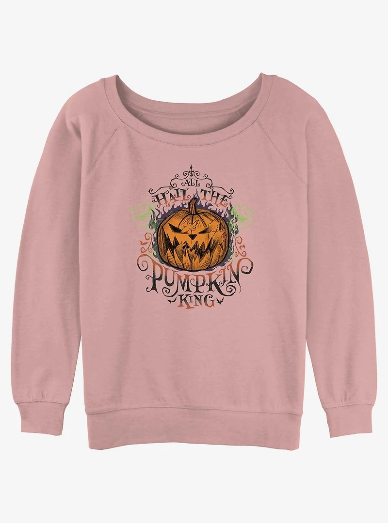 Disney The Nightmare Before Christmas All Hail Pumpkin King Womens Slouchy Sweatshirt