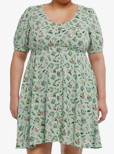 Thorn & Fable Frog Mushroom Babydoll Dress Plus Size