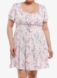 Thorn & Fable Pink Floral Butterfly Empire Dress Plus Size