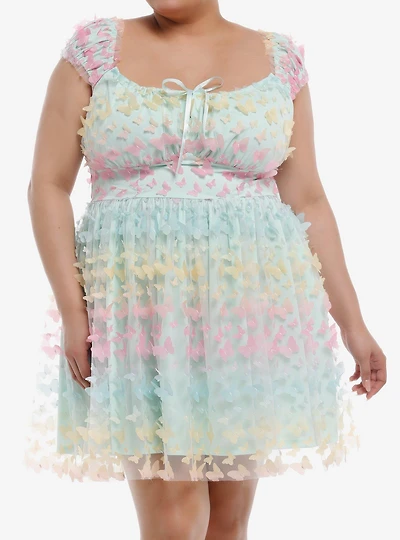 Thorn & Fable® Pastel Rainbow Butterfly Dress Plus