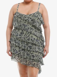 Thorn & Fable® Olive Butterfly Ruffle Cami Dress Plus