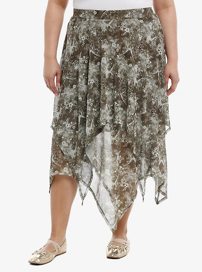 Thorn & Fable Butterfly Sage Tie-Dye Hanky Hem Skirt Plus