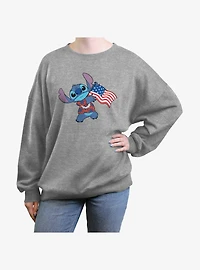 Disney Lilo & Stitch Tropic Stitch Flag Girls Oversized Sweatshirt