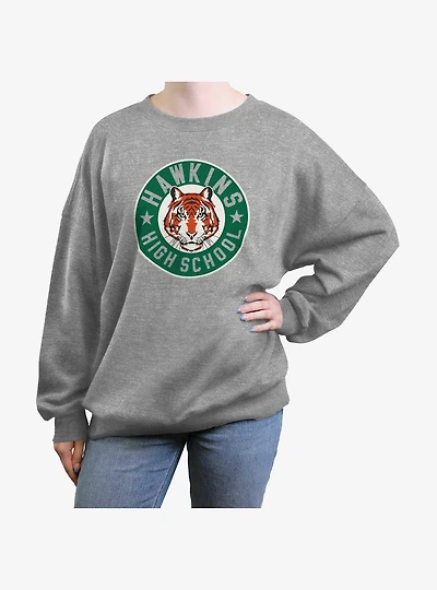 Stranger Things Hawkins High Tiger Emblem Girls Oversized Sweatshirt