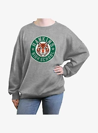 Stranger Things Hawkins High Tiger Emblem Girls Oversized Sweatshirt