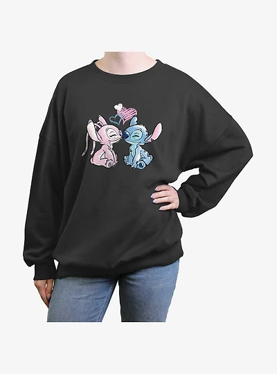 Disney Lilo & Stitch Angel and Stitch Love Girls Oversized Sweatshirt