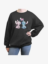 Disney Lilo & Stitch Angel and Stitch Love Girls Oversized Sweatshirt